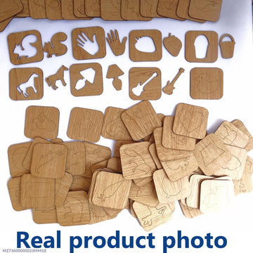 44 Pcs Wood Alphabets Stencil Drawing Kit