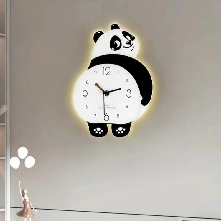 Panda Shape Wall Clock – Perfect For Kids’ Rooms, Living Rooms, And Gifts (With Light)